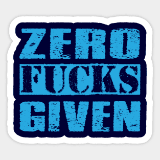 Zero Fucks Given - Vintage Light Blue Text Sticker